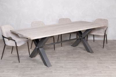 travertine-top-gunmetal-X-based-dining-table